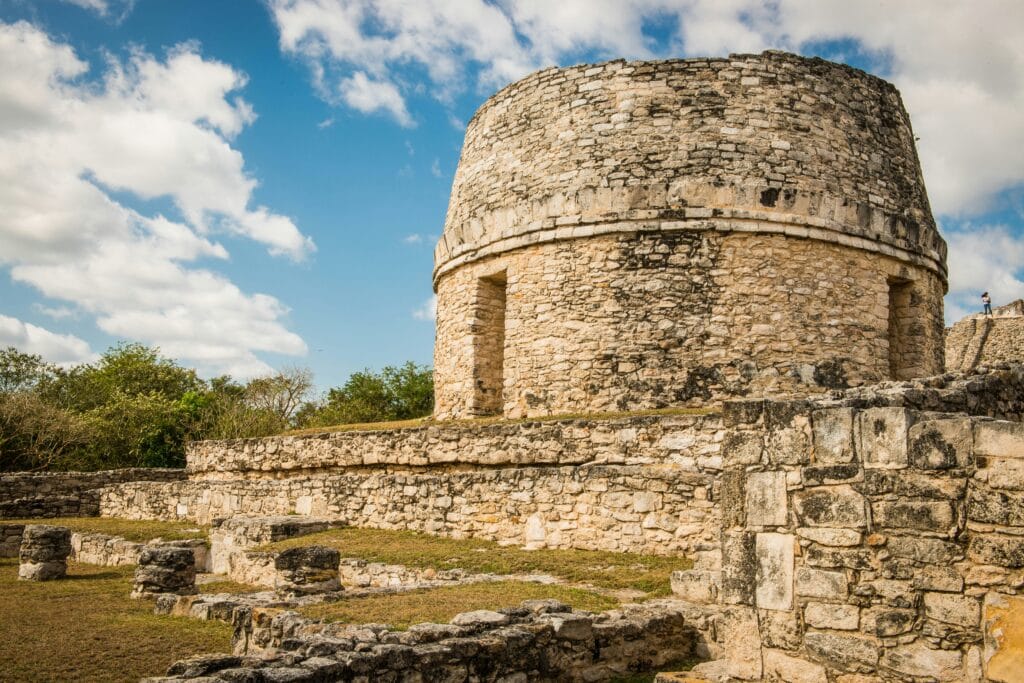 Dramatic view of Round Temple at Mayapan