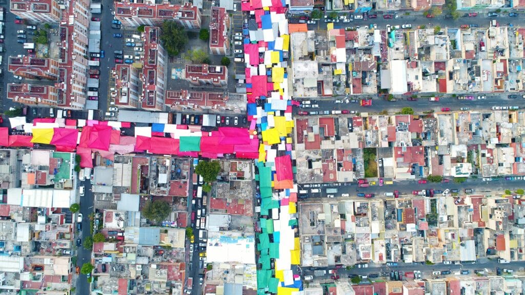 Aerial view of Mexico City neighborhood
