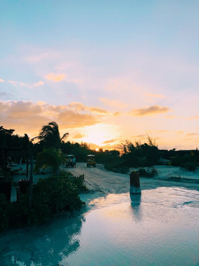 No cards on Isla holbox. Golf carts crossing the beach