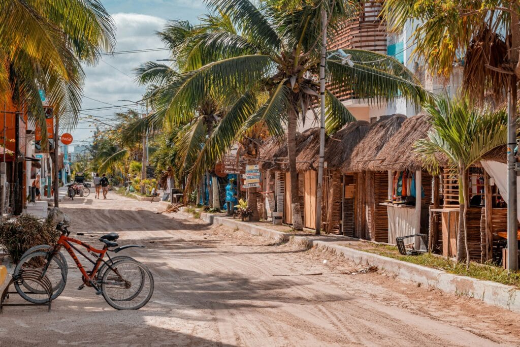 street with no cars in Isla Holbox Mexico