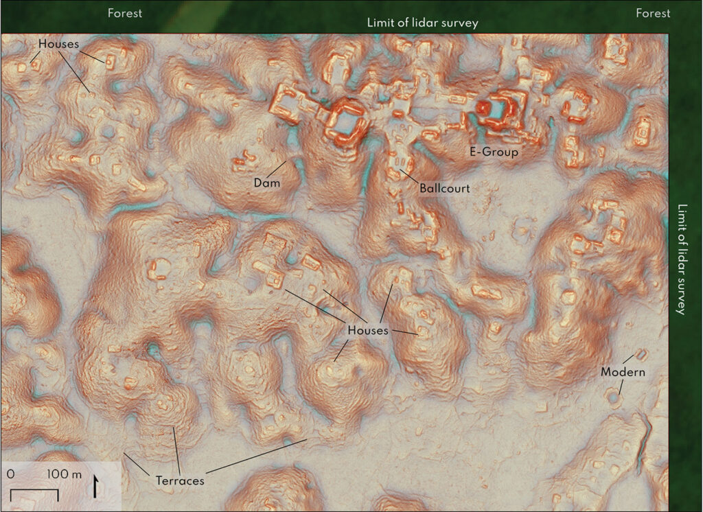 LIDAR Map showing the ruins of Valeriana in Yucatan Mexico